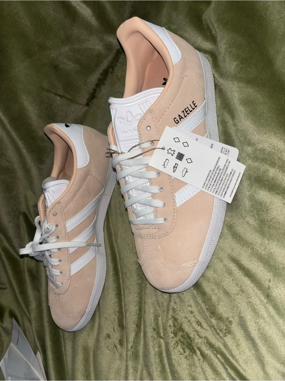 adidas Kids Suede Sneakers in Pale Peach with White Stripes